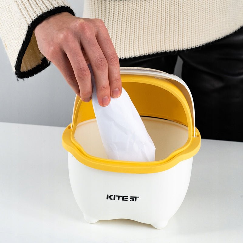 Kosz na śmieci na biurko dla dziecka żółty kosmos