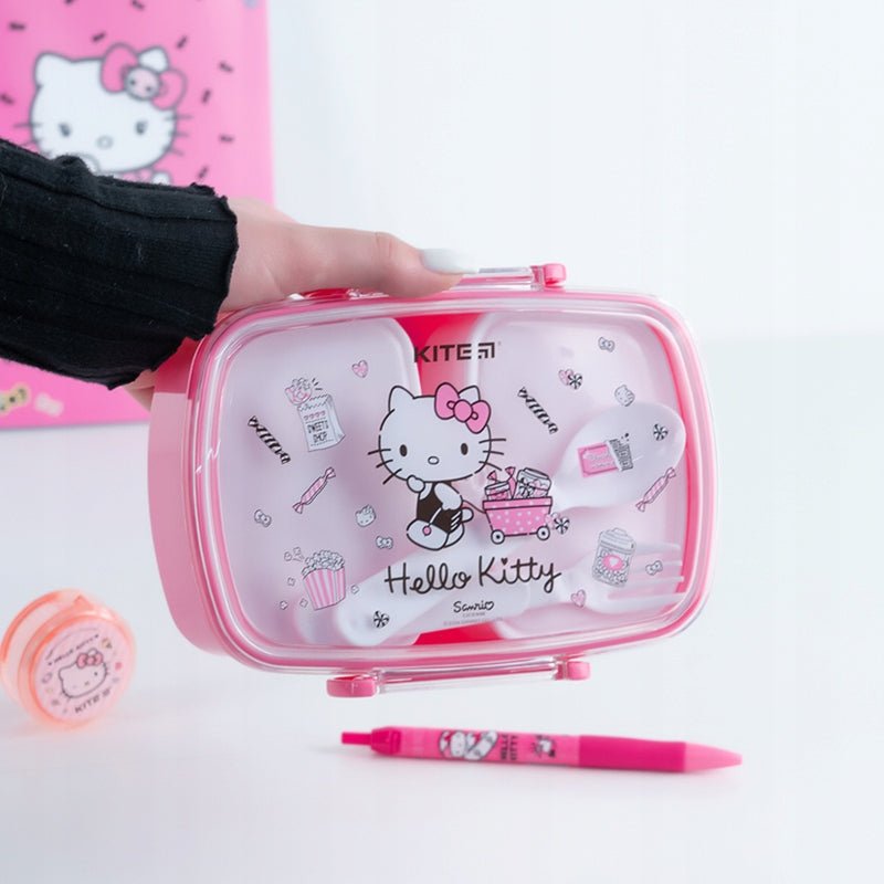 Śniadaniówka dla dziewczynki ze sztućcami 750 ml Hello Kitty