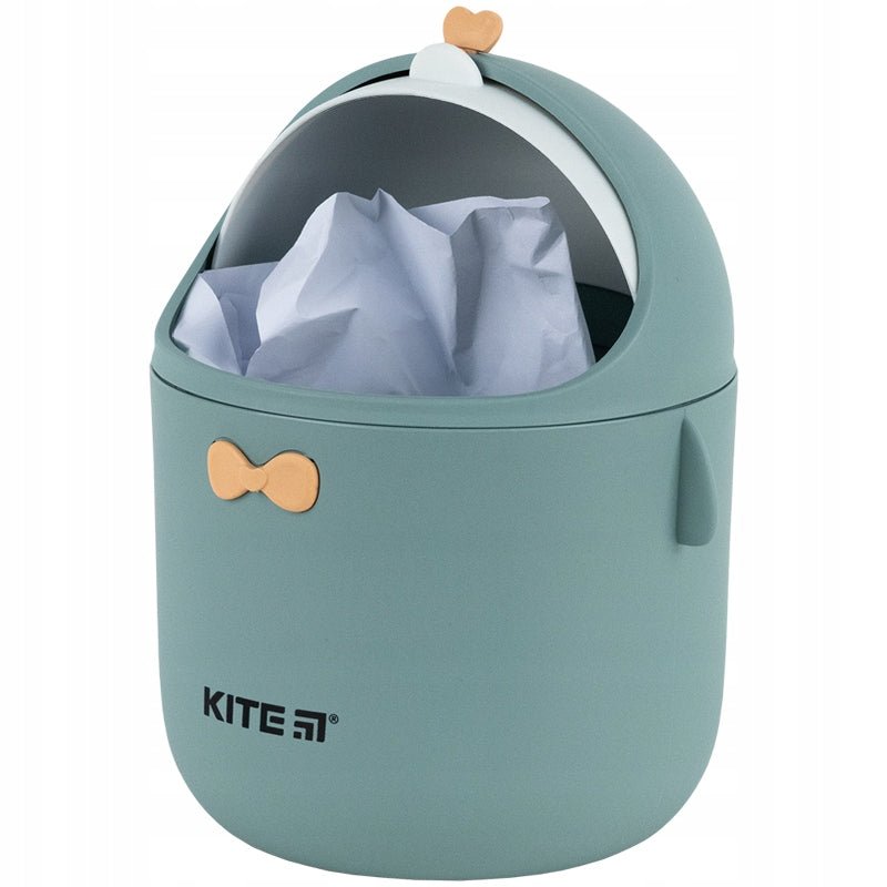 Kosz na śmieci na biurko dla dziecka zielony maskotka