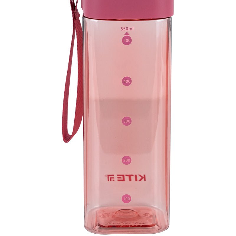 Butelka na wodę, kwadratowa 550 ml, różowy