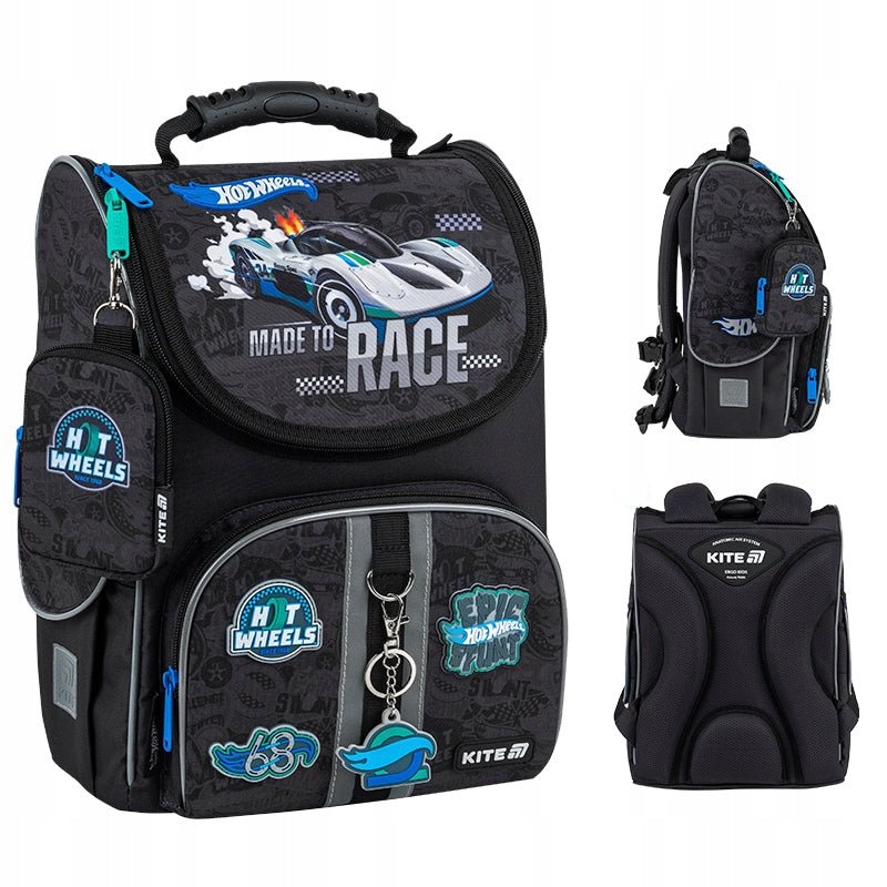 Tornister szkolny twardy Kite Education Hot Wheels HW25501S – widok z przodu