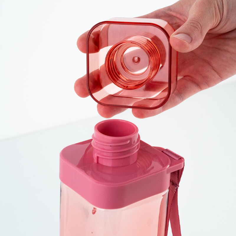 Butelka na wodę, kwadratowa 550 ml, różowy