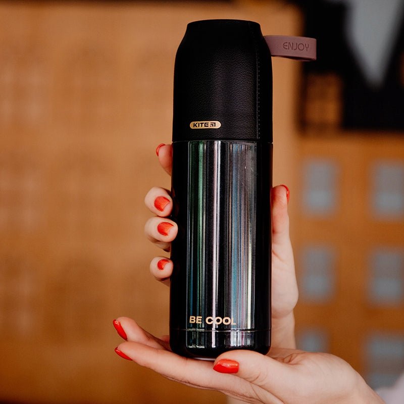 Termos z kubkiem metalowy 350 ml czarny