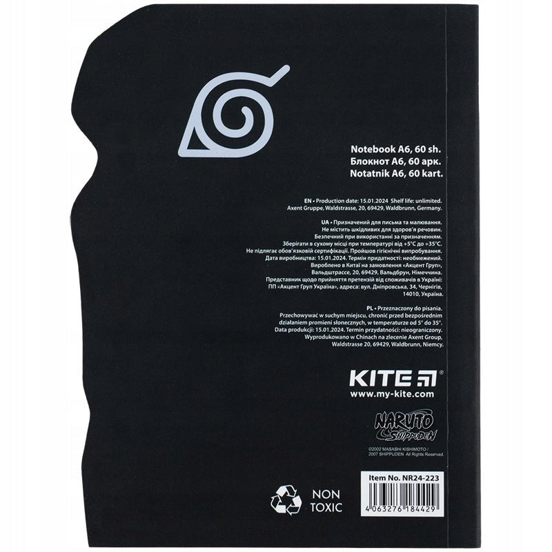 Notes pamiętnik 60 arkuszy kratka czarny Naruto Kakashi
