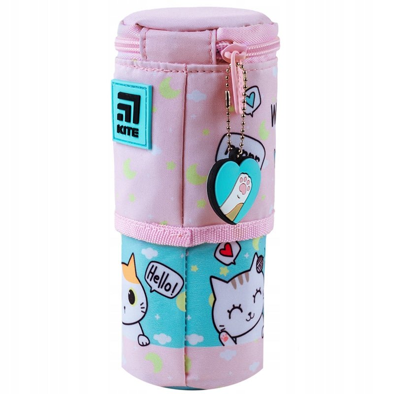 Piórnik tuba dla dziewczynki rożowy kotki