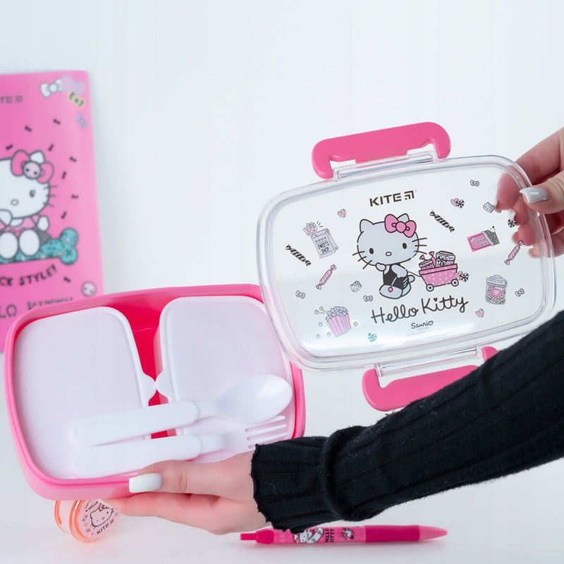 Śniadaniówka dla dziewczynki ze sztućcami 750 ml Hello Kitty