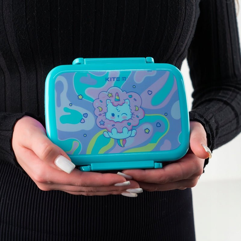 Śniadaniówka z przegródkami dla dziewczynki 420ml z kotem