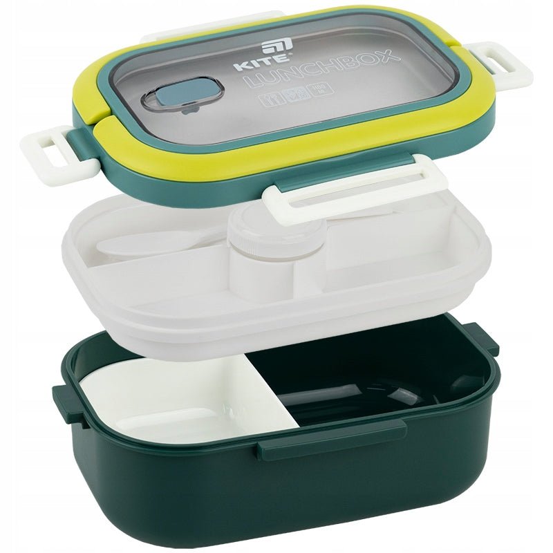 Plastikowy pojemnik z podziałem na trzy komory na różne dania