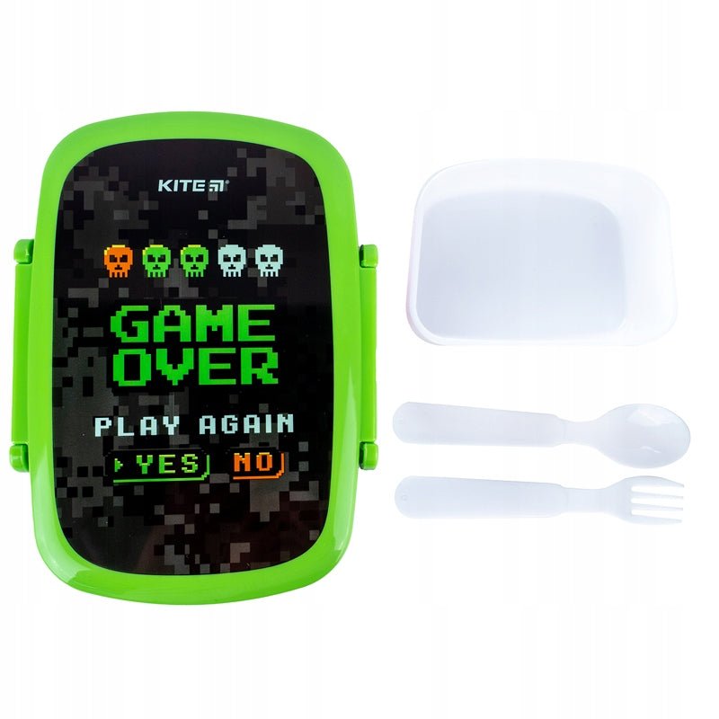 Lunch box ze sztućcami i mini pojemnikiem 750 ml Game over