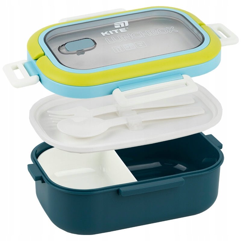 Plastikowy pojemnik z podziałem na trzy komory na różne dania