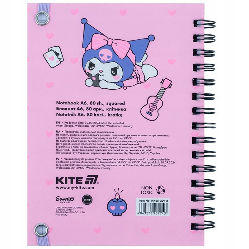 Kołonotatnik notes różowy 80 kartek Kuromi Kite