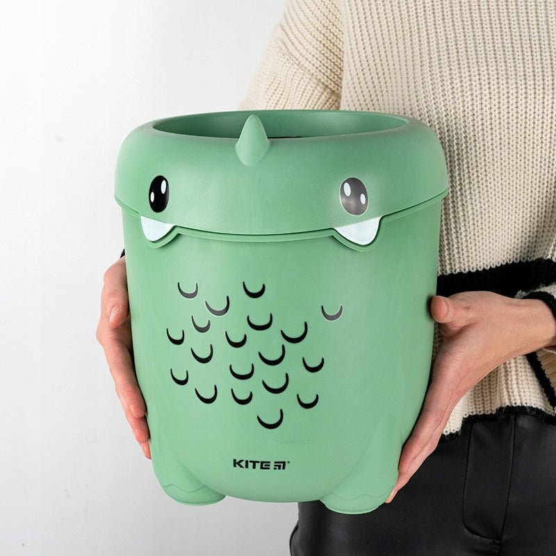 Kosz na śmieci na biurko dla dziecka zielony dinozaur