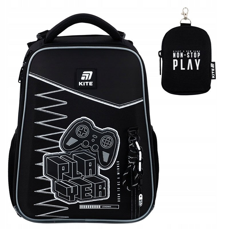 Tornister Kite K25-531M-3 z plecami Ergo Kids i brelokiem z paracordu, dla dzieci 130-145 cm.