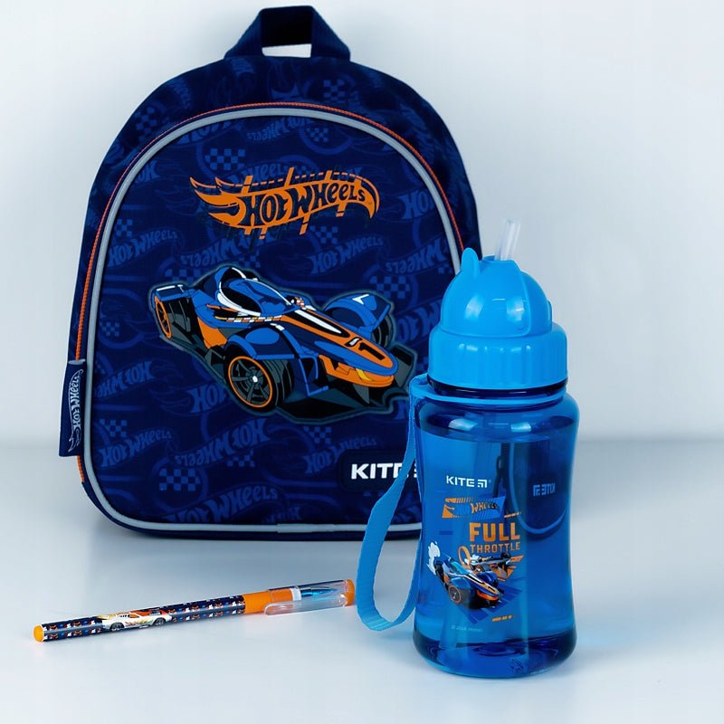 Butelka na wodę dziecięca ustnik słomka 350 ml Hot Wheels