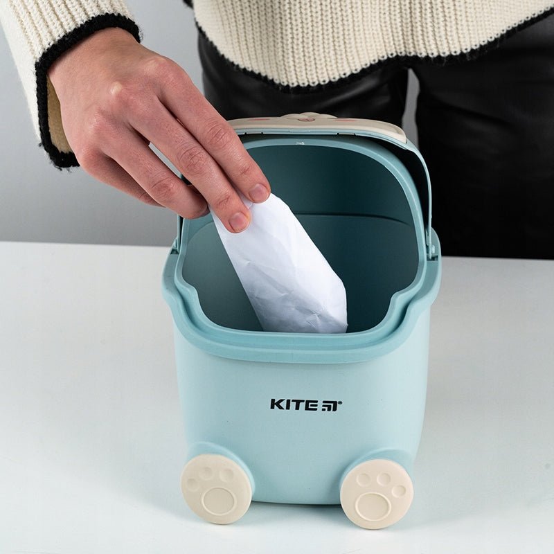 Kosz na śmieci na biurko dla dziecka turkusowy