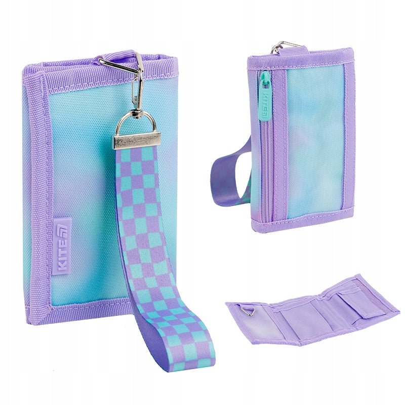 Portfel dziecięcy na rzep dla dziewczynki zielony zawieszka Kite