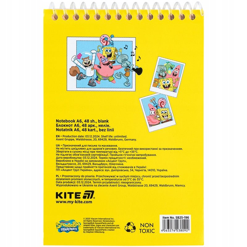 Notes spiralny A6 kołonotatnik Spoonge Bob Kite