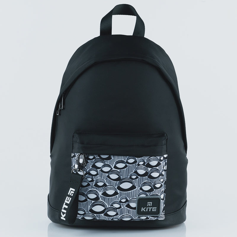 Plecak dla nastolatki szkolny czarny z nadrukiem Kite