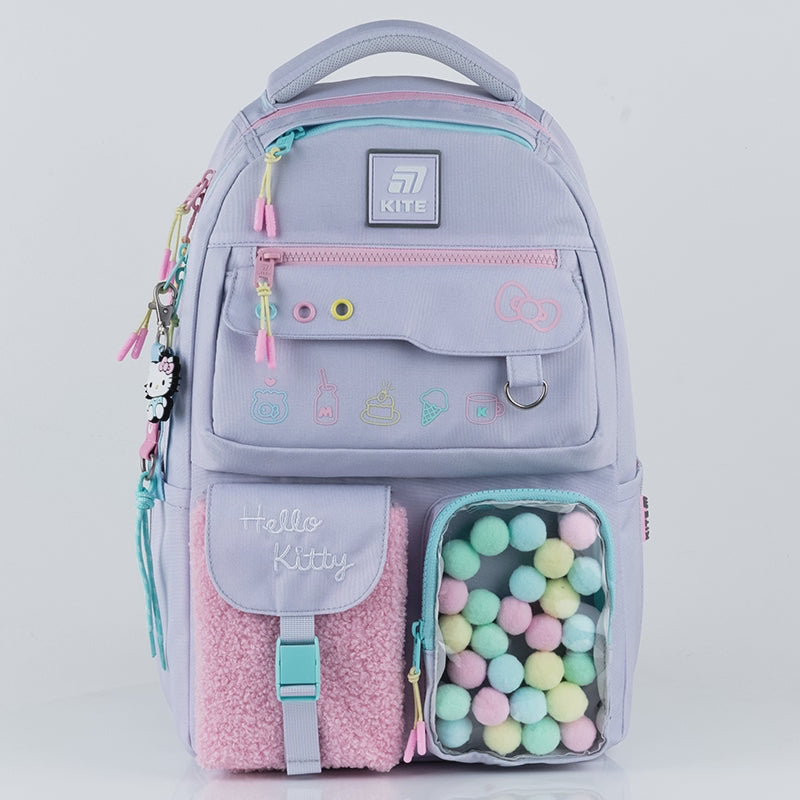 Plecak szkolny młodzieżowy Kite dla dziewczyny Hello Kitty fioletowy