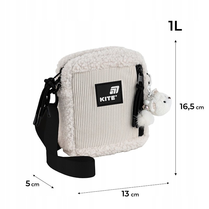 Torebka crossbody beżowa młodzieżowa z pluszem Kite