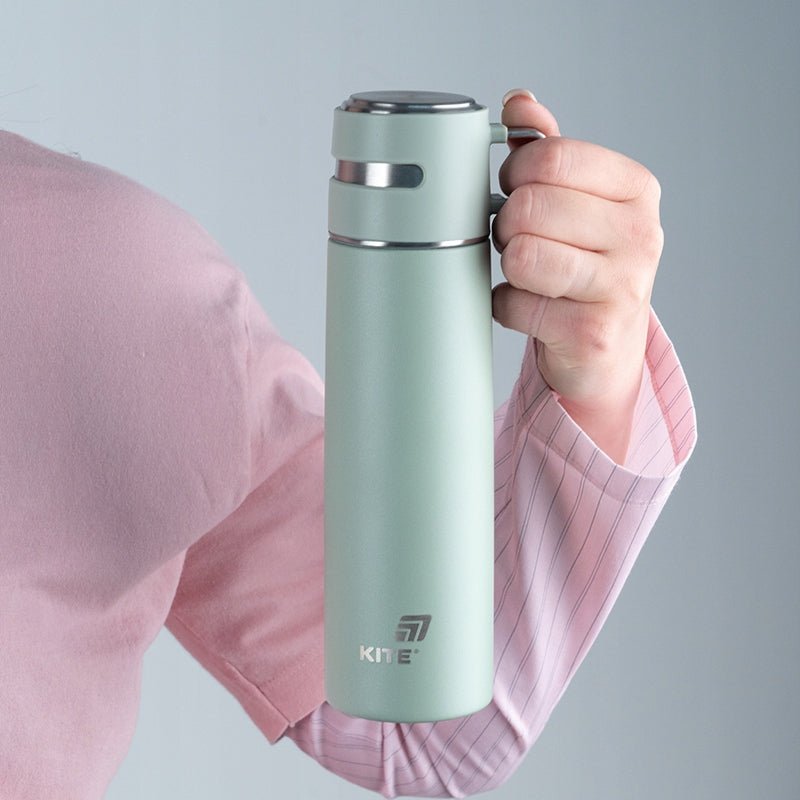 Termos z kubkiem metalowy 500 ml zielony