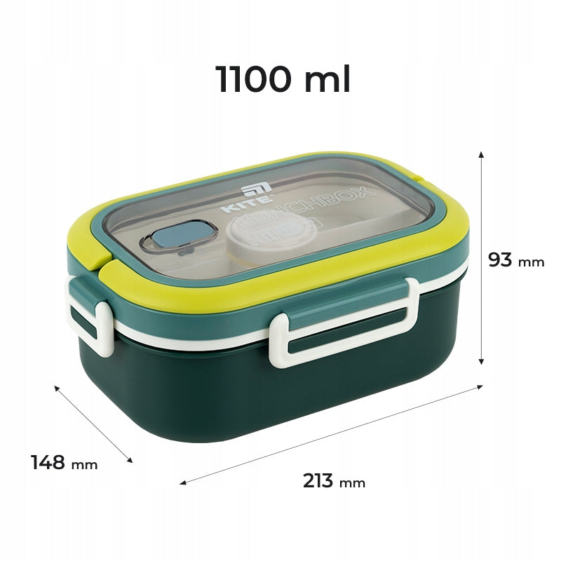 Lunchbox z łyżką i widelcem oraz wewnętrzną pokrywką dla szczelności