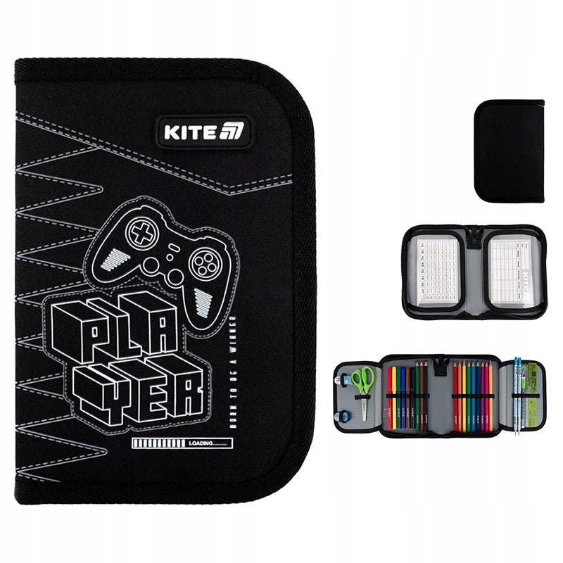 Piórnik z wyposażeniem Kite PLAYER K25622H6 z 1 komorą i 2 klapkami