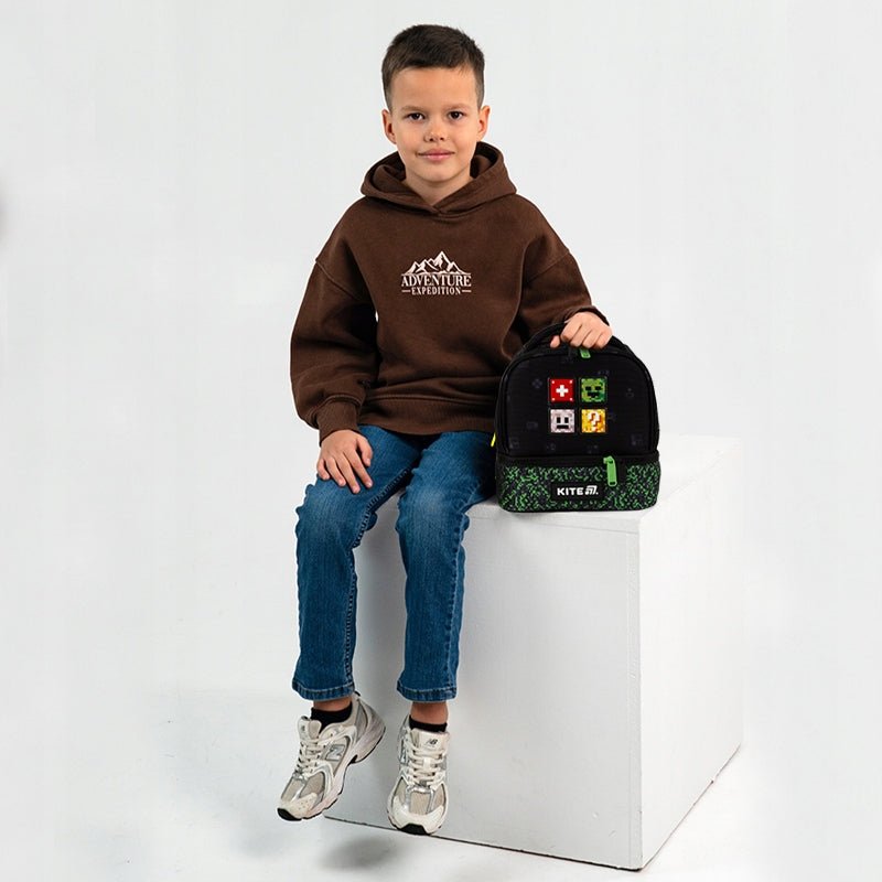 Torba na posiłki Pixel Craft Kite w chłopięcym stylu z izolacją termiczną i dynamicznym wzorem