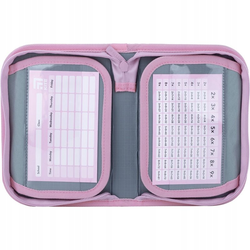 Piórnik szkolny rozkładany, dwuklapkowy, liliowy