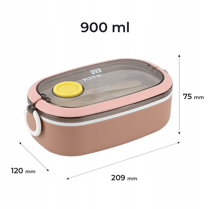 Lunchbox z łyżką i widelcem oraz wewnętrzną pokrywką dla szczelności
