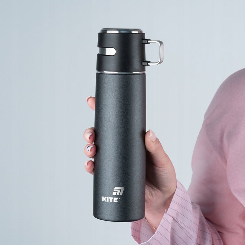 Termos z kubkiem metalowy 500 ml czarny