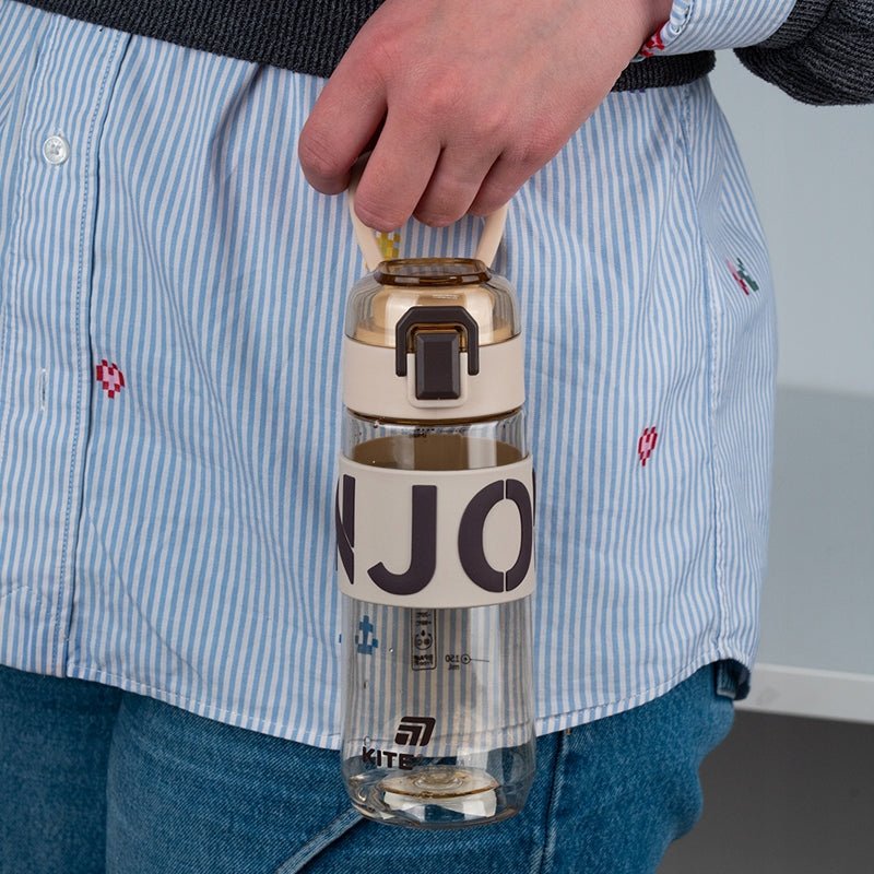 Butelka na wodę do szkoły na siłownię 550ml z sitkiem beżowa