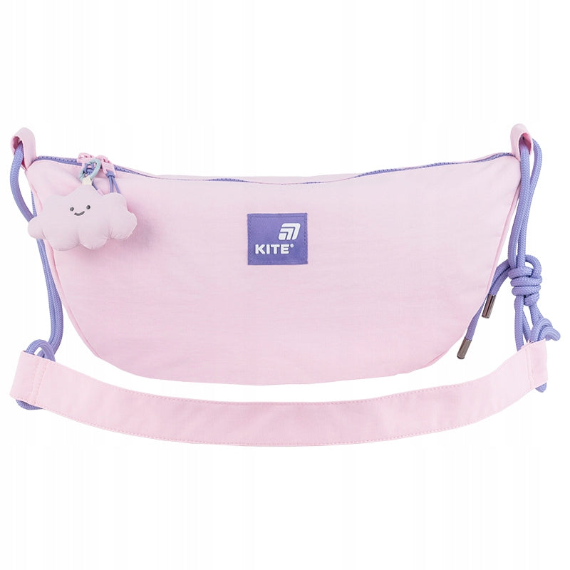 Torba crossbody różowa Kite – widok z przodu z kieszenią na zamek

