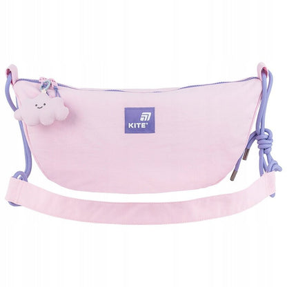 Torba crossbody różowa Kite – widok z przodu z kieszenią na zamek

