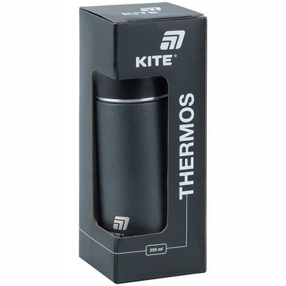 Termos z kubkiem dla dzieci metalowy czarny 350 ml Kite