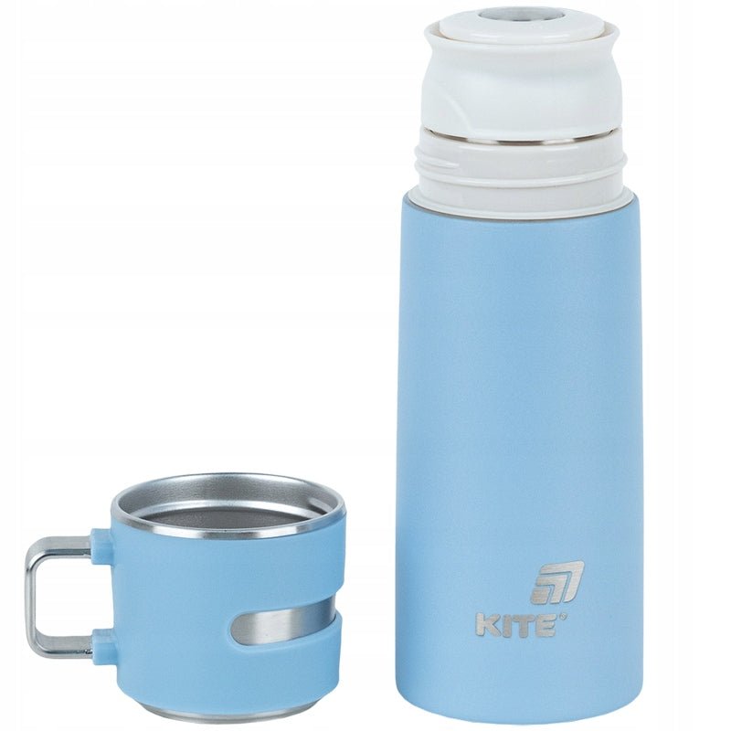 Termos z kubkiem dla dzieci metalowy niebieski 350 ml Kite