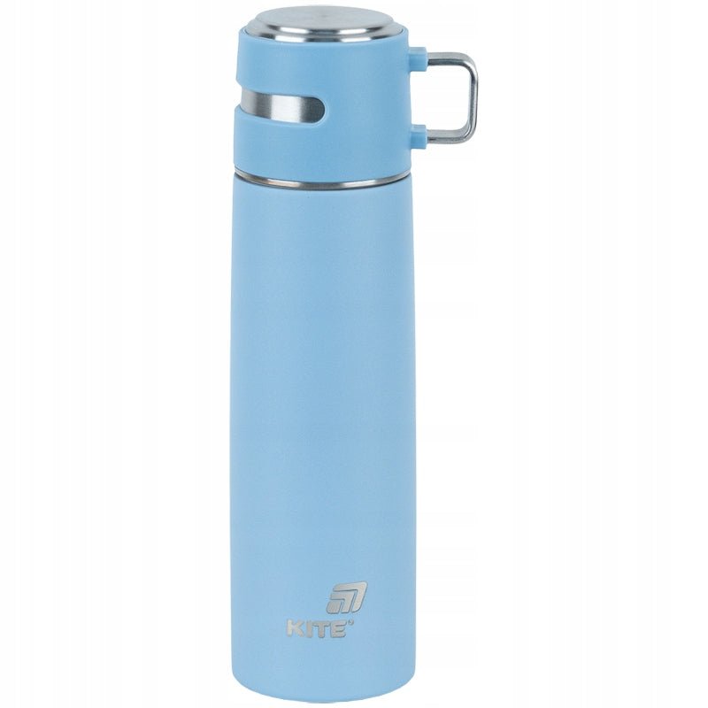 Metalowy termos z uchwytem Kite K25-1224-2, 500 ml, zamknięty, na białym tle