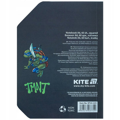 Notes pamiętnik A6 szary Ninja Turtles Kite