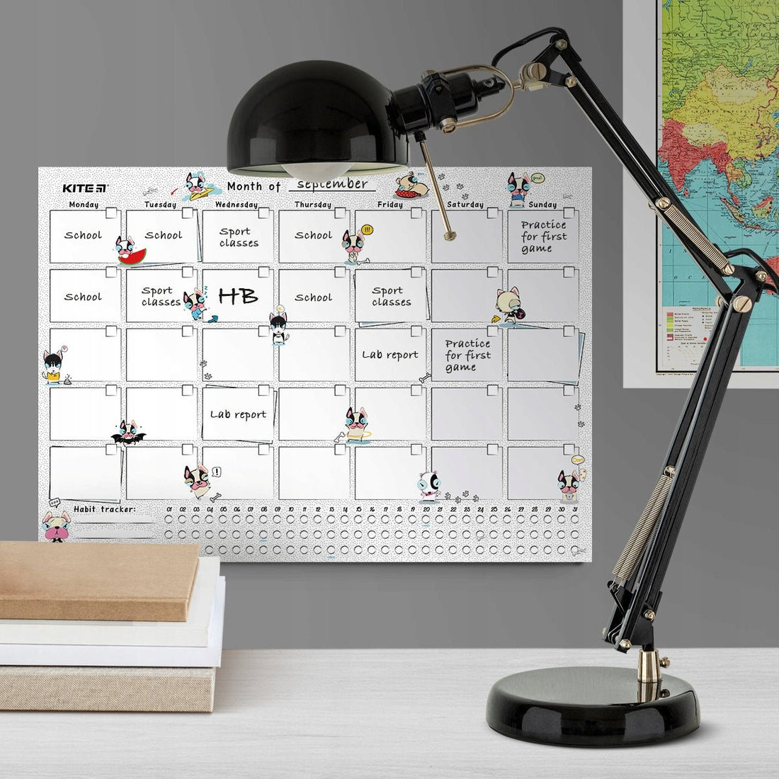 Planer ścienny na miesiąc dla dziewczynki A3 Funny dogs