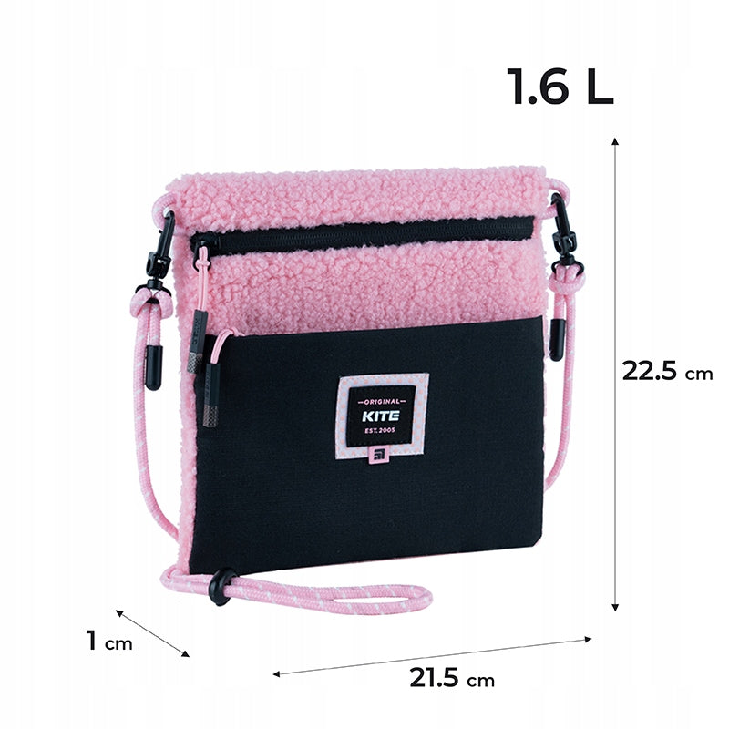 Torebka crossbody młodzieżowa dla dziewczynek różowa plusz Kite