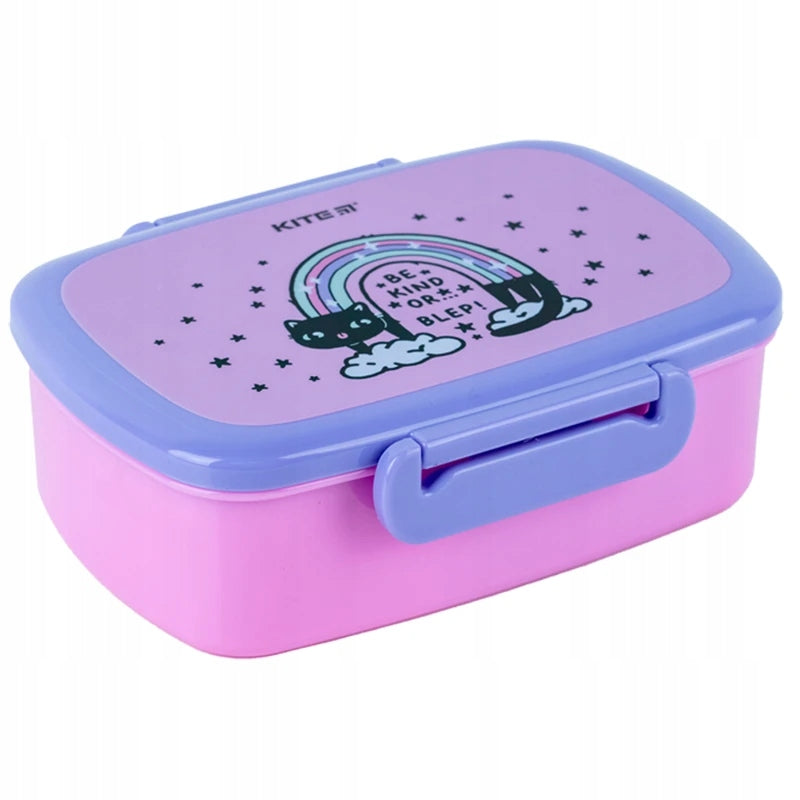 Lunchbox ze sztućcami dla dziewczynki 750 ml z kotem