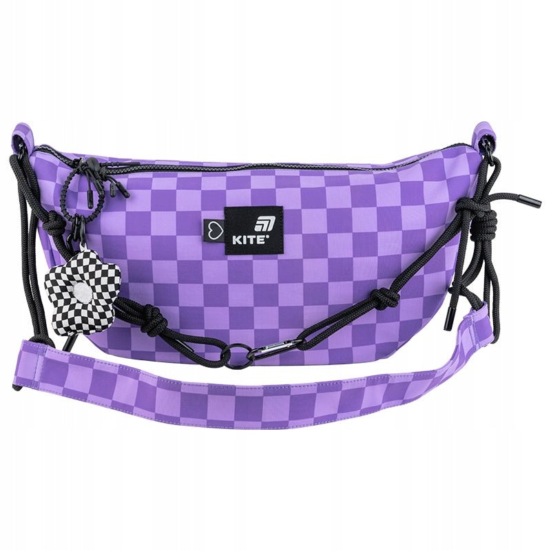 Torba crossbody Kite – przód z wzorem w kratkę i zamykaną kieszenią
