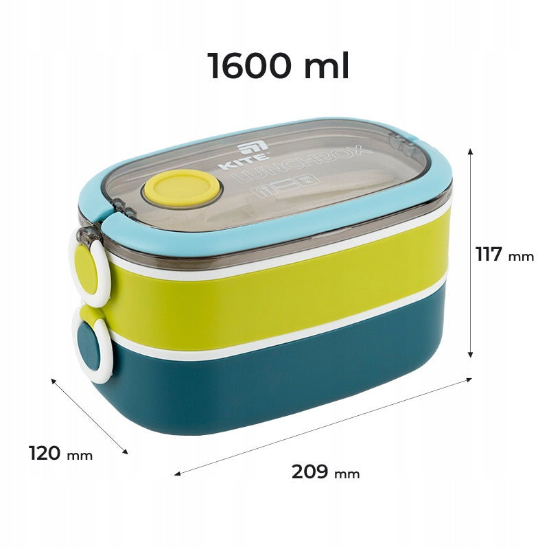 Lunchbox z dwiema oddzielnymi komorami i wewnętrznymi pokrywkami