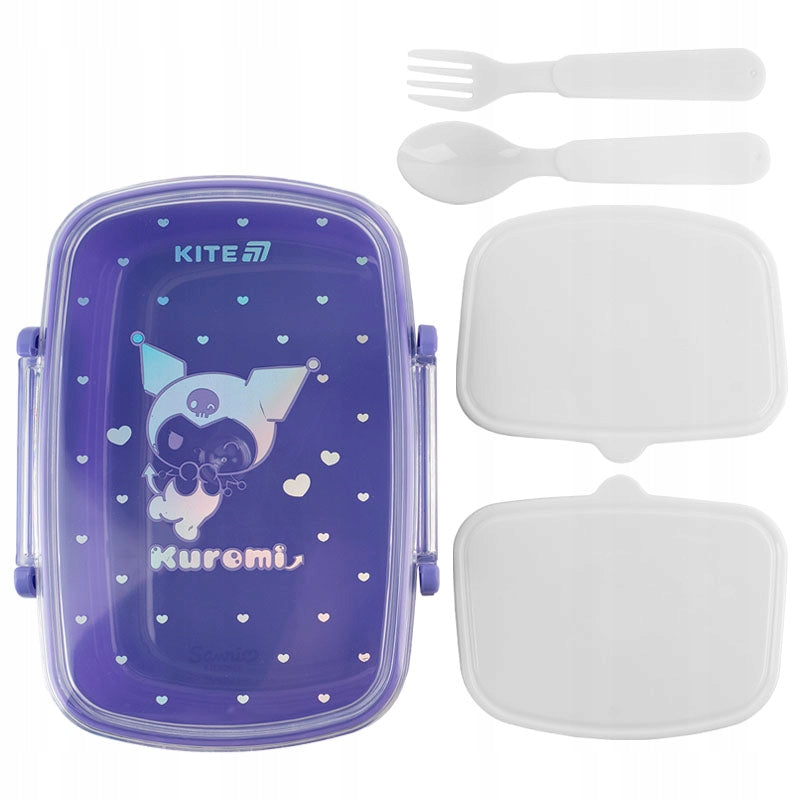 Lunchbox Śniadaniówka ze Sztućcami 750ml fioletowa Kuromi Kite