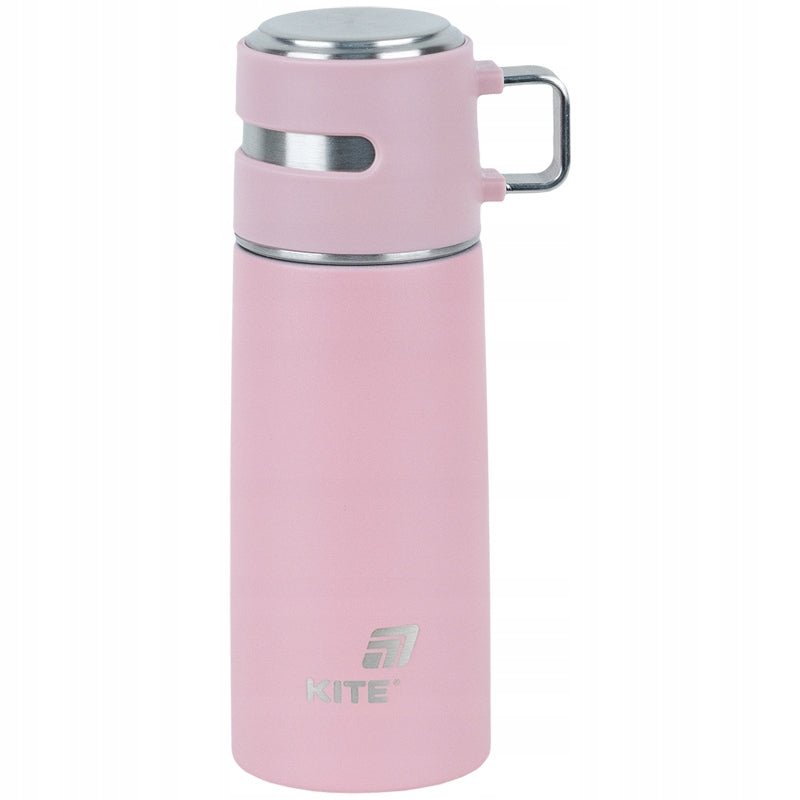 Termos z kubkiem dla dzieci metalowy różowy 350 ml Kite