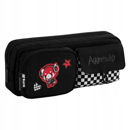 Piórnik dla dzieci front z wyrazistym, wypukłym nadrukiem 3D przedstawiającym Aggretsuko.