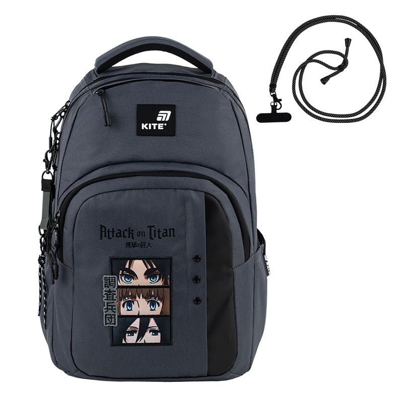 Kite Attack of Titan – szary plecak szkolny z wieloma kieszeniami i modnym designem dla dzieci 9-12 lat.