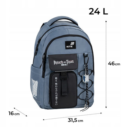 Infografika z wymiarami plecaka dla wzrostu powyżej 145 cm.