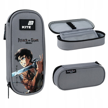 Szary piórnik saszetka Kite Attack on Titan AT26-599 widok z każdej strony.