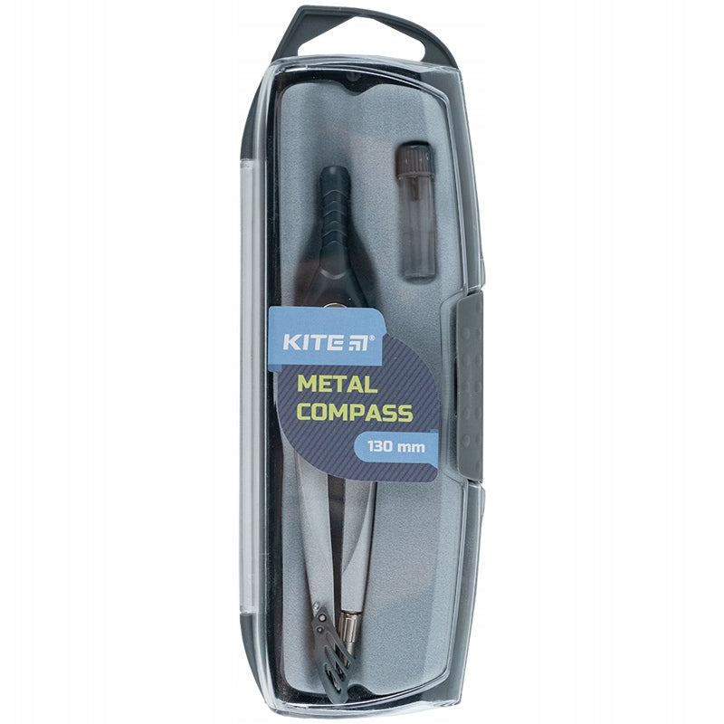 Cyrkiel szkolny metalowy w pastelowych kolorach, z etui i zapasową igłą